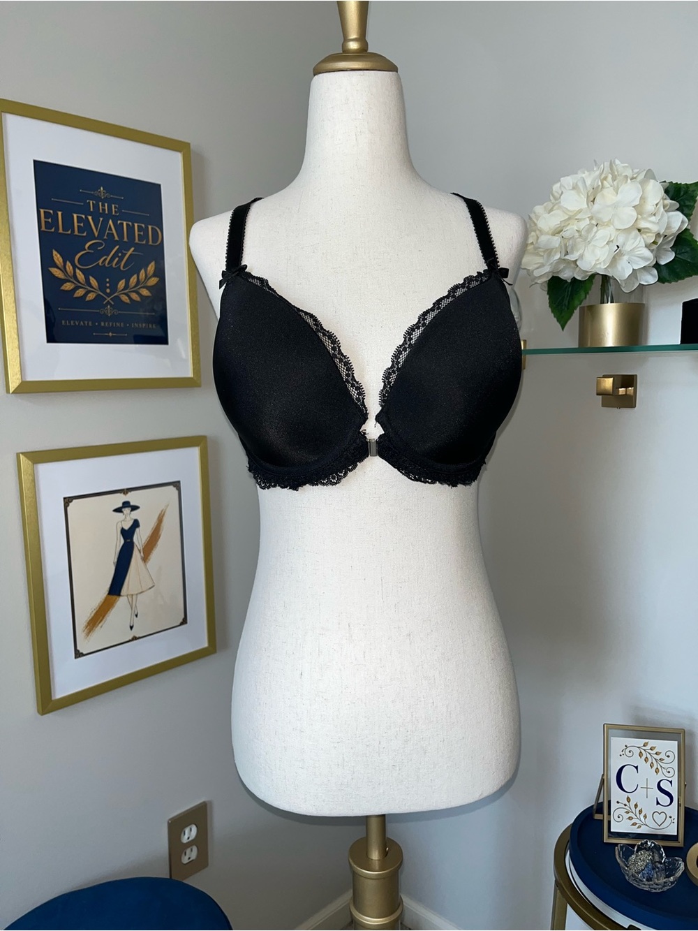 Adore Me Front Close Racerback Lace Trim Plunge Bra | Underwire | 34DDD | EUC